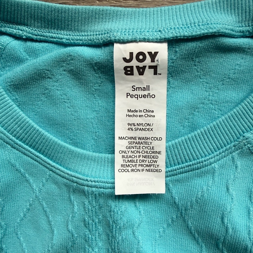 JoyLab Women’s Size Small Aqua Blue Cropped Long Sleeve Top Altleisure - Picture 6 of 7